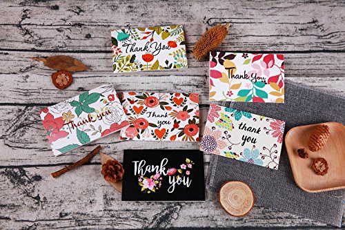 Thank You Cards Greeting Cards with Envelopes - Thank You Notes for Baby Shower, Wedding, Bridal Shower, Business, Anniversary and more - 48 Assorted Bulk Pack - 6 Deisgns Blank Inside 4 x 6 inches