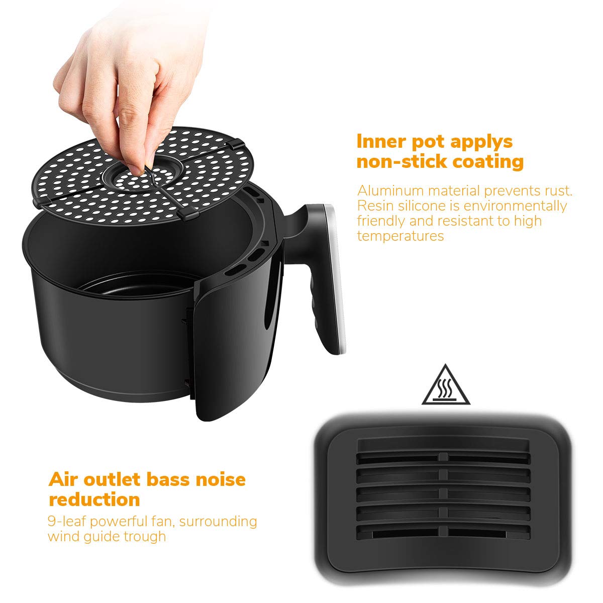 Digital Air Fryer CUSIBOX with Cookbook, Hot Air Fryers Time Temperature Control - Electric Touchscreen 2.2 Qt For Low Calories Healthier Black 1000W