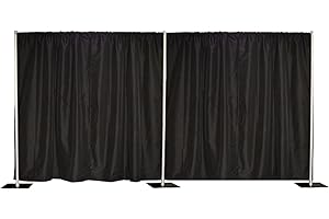 Crowd Control Center 8'x20' Pipe and Drape Backdrop Kit in Premier Fabric (8'x20' Black) ***Upgraded Version***