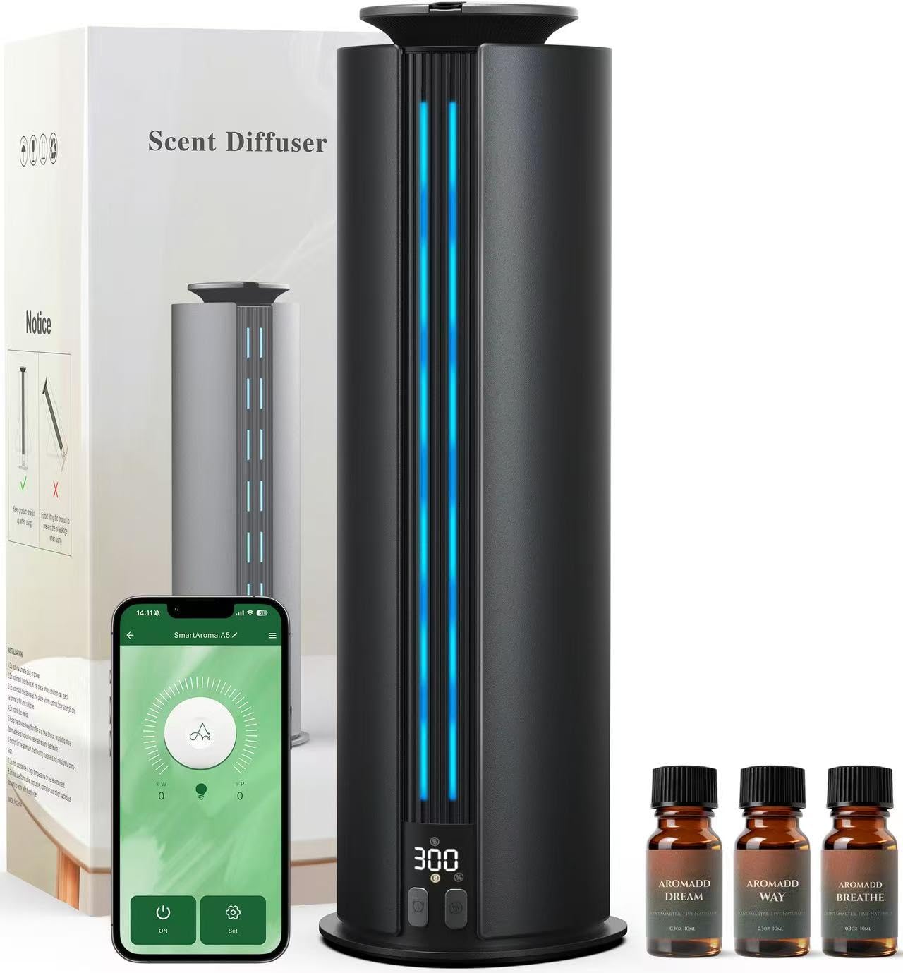 Photo 1 of Aromadd 2026 Portable Waterless Diffuser, 1700 Sq Ft Hotel Collection Diffuser, 100ml Scent Air Machine for Home Cold Air Essential Oil Diffuser for Large Room Office, Quiet (Black)