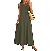 MEROKEETY Women's 2026 Summer Maxi Dress Sleeveless Crewneck Casual Loose Beach Vacation Basic Long Sundress