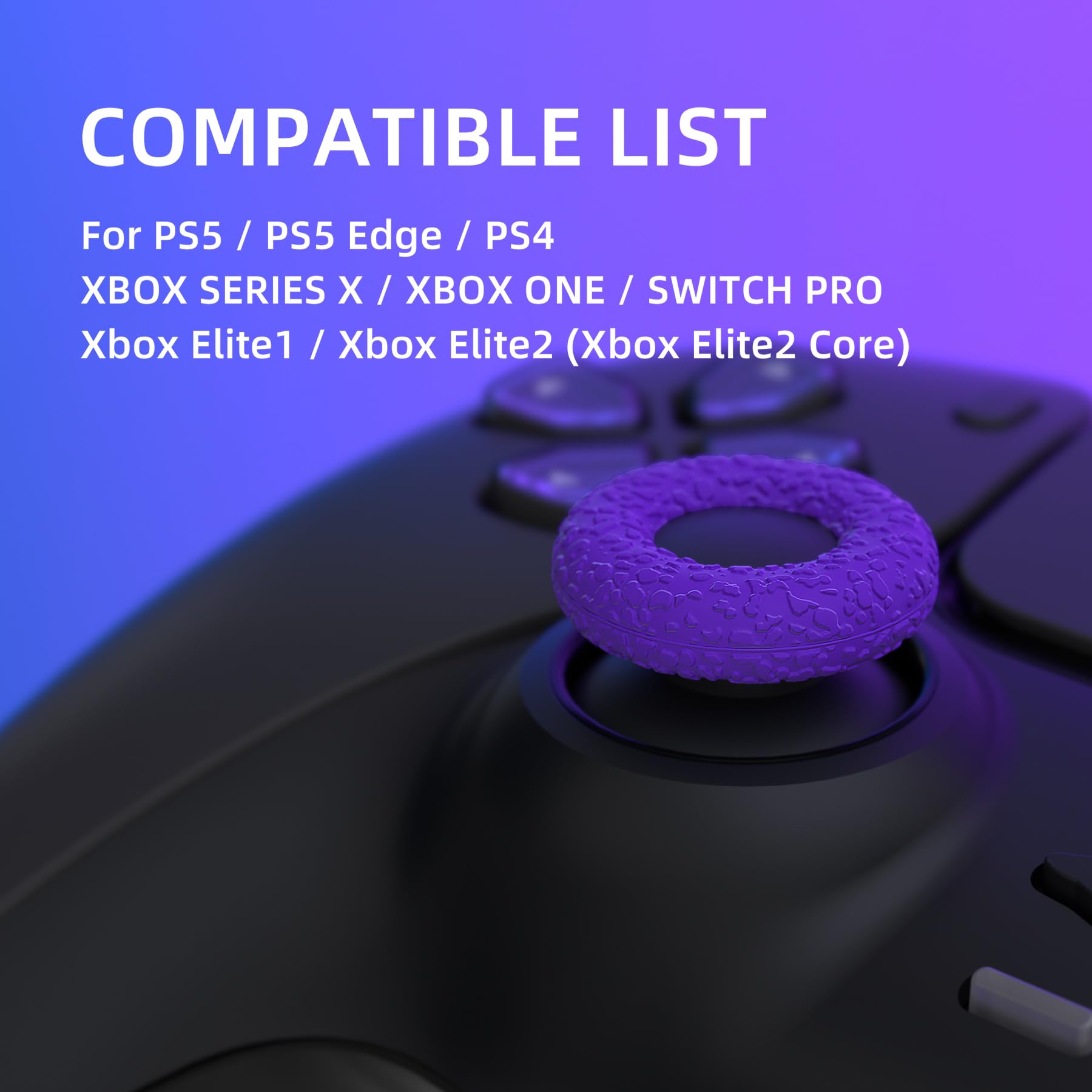 PlayVital Upgraded Silicone Precision Rings, Aim Assist Motion Control for ps5, ps4, Edge, Xbox Series X/S, Xbox One, Switch Pro Controller - Durable Anti-Slip Donut Thumbstick Rings, Red/Blue/Purple