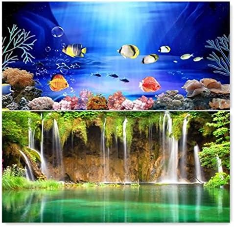 9081 24" x 60" Double Sided Fish Tank Aquarium Background Color Fish / Waterfal