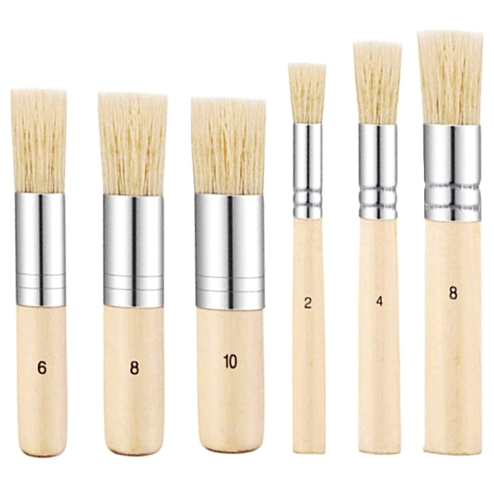 6 Pcs Wooden Paint Brushes Set, VEGCOO Natural Bristle Paintbrushes Art Painting Paintbrush Kit for Beginners Artists Students, Nylon Bristle Artist Paint Brush for Acrylic Watercolor Oil Painting