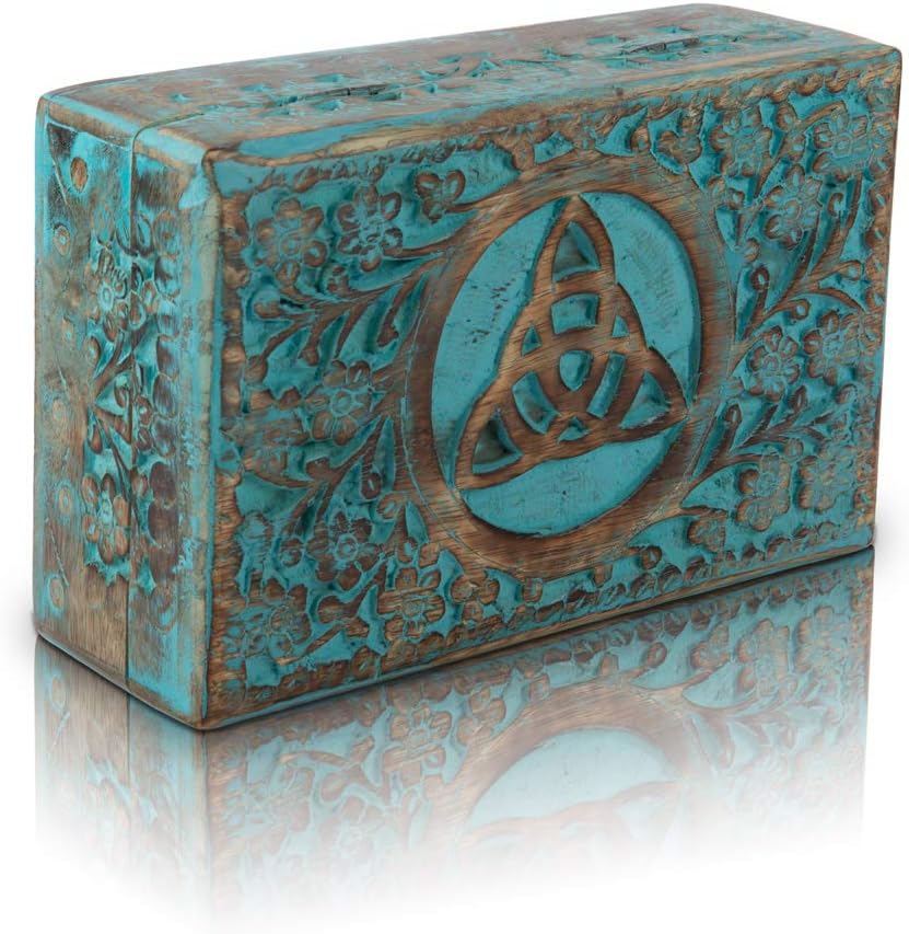 Great Birthday Gifts Handmade Decorative Wooden Jewellery Keepsake Box Jewellery Organizer Treasure Chest Trinket Holder Watch Storage Lock Box 20.32 x 12.7 cms Housewarming Gift - Image 4