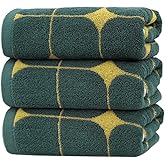 Lacomfy Towels Set 100% Cotton Soft Hand Towels Cute Diamonds Design for Bathroom, Absorbent Decorative Hand Towels Set for Shower, Spa, Daily (Yellow 3 Pack, Diamond)