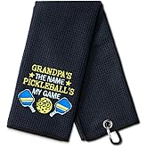 DYJYBMY Grandpa's The Name Pickleball's My Game Funny Embroidered Pickleball Towel for Pickleball Bags with Clip, Pickleball Club Gifts for Grandpa, Pickleball Gifts for Grandpa, Grandpa Gifts