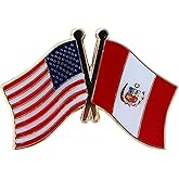 USA and Peru Flag Die-struck Metal Friendship Lapel Pin with Butterfly Clasp Closure