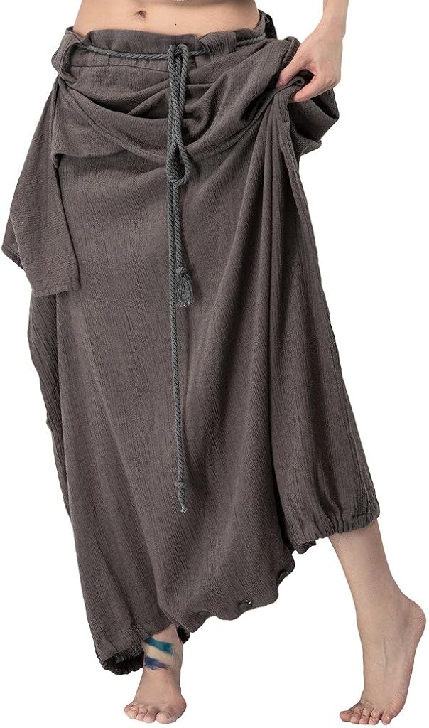 Women's Vintage Linen Cotton Harem Pants Baggy Bohemian Wide Leg Pants: Clothing