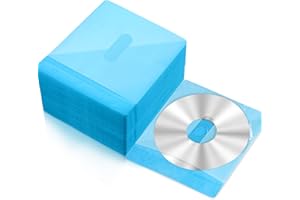 Harloon 200 Pcs Cd Sleeves Dvd Envelopes Double Sided Refill Plastic Disc Holder Case for Blank Storage Binders for Protection Replacement(Blue)