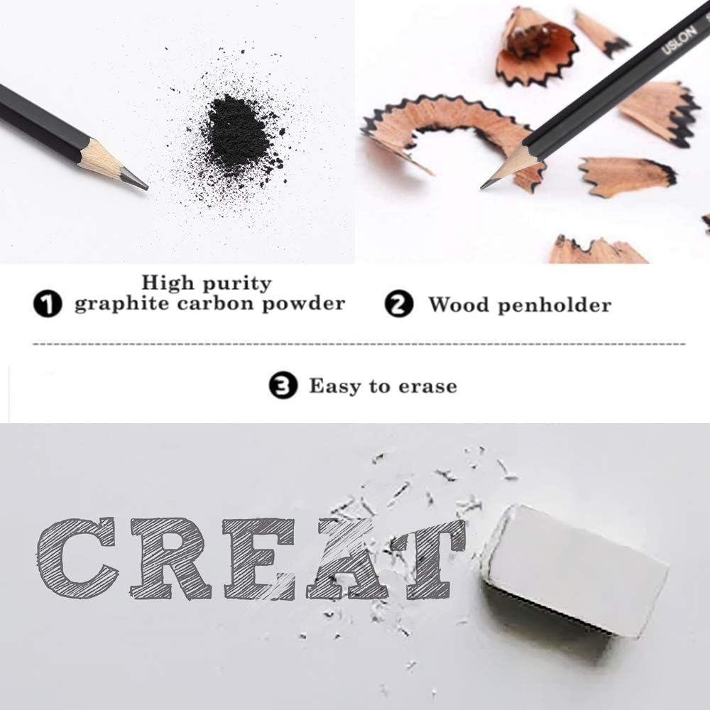 Professional Drawing Sketching Pencil Set - 12 Pieces Drawing Art Pencils (8B - 2H) Graphite Shading Pencils for Beginners & Pro Artists