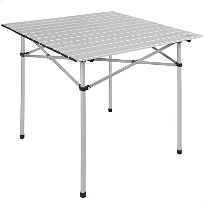 Mesa plegable ligera, Mesa camping aluminio, Tablero laminado, 70x70x70 cm, con bolsa de transporte, topes antideslizantes, para 4 personas (52840)