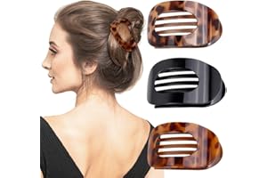 Large Flat Round Hair Clips Leopard Print Hair Claw Clips -Duckbill Clips for -Clips for Womens 3 Pcs - Strong Hold Hair Clip