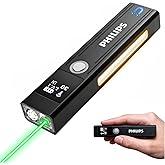 PHILIPS SFL6256/27 Rechargeable EDC Flat Flashlight,1200 Lumens Aluminium Flashlight with 9 Modes,Triple Sources for Outdoors