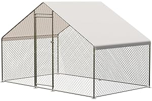 VerisShade Large Metal Chicken Coop, Walk-in Poultry Cage, Large Outdoor Chicken Coop with Waterproof Cover for Outdoor Yard Farm Use (9.8x6.5x6.5FT)