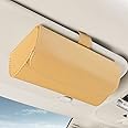 HALOYIVGO Sunglasses Holder for Car Sun Visor, Leather Eyeglasses Clip Storage Case,Automotive Interior Accessories Apply to All Car Models (Beige)