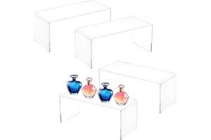 CLAY TONIC Acrylic Display Risers, 5MM Thick Clear Stands, 4-Pack Large Size, for Kitchen Organization and Retail Display (10.25x 4x 4.25 Inch)
