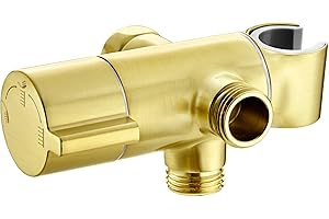 Max Flow Brass 3 Way Shower Diverter Valve with Handheld Mount, G1/2 Shower Arm Diverter for Rain Shower Head and Handheld Shower Head, Universal Shower Head Splitter (Brushed Gold) Uvish