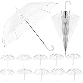 Kvittra 12/18 Pack Clear Wedding Umbrellas – Bulk 36" Transparent Bubble Umbrellas, Auto Open & Windproof with J-Hook Handle – Waterproof Canopy for Bride, Groom, Photography, Golf, Outdoor Events