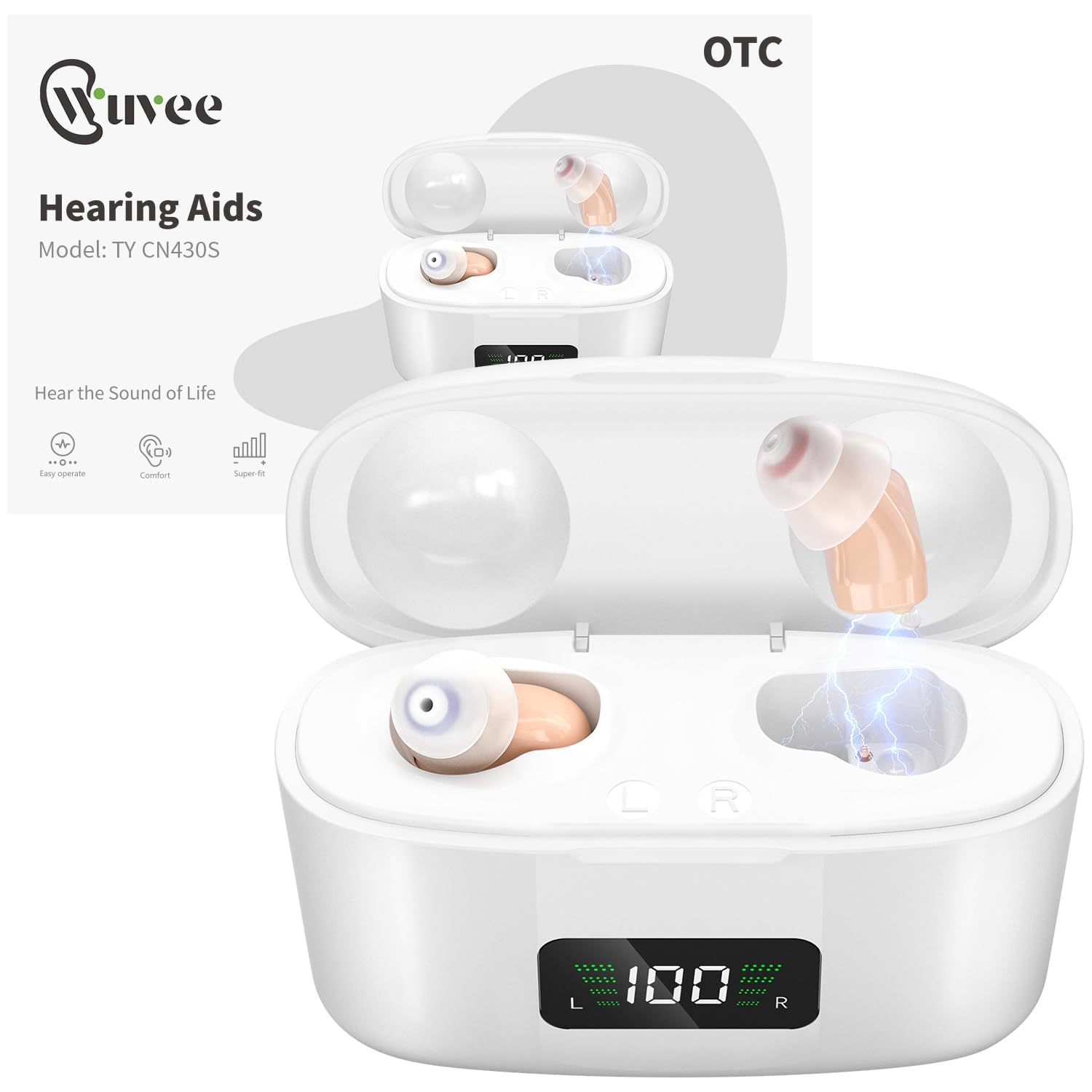 Photo 1 of OTC Hearing Aids for Seniors, Hearing Amplifiers Devices Rechargeable with Noise Cancelling, Superior Sound Quality for Women Men Hearing Loss, Auto On/Off