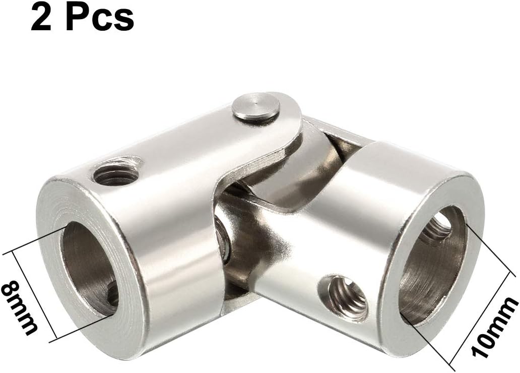 sourcing map 2pcs 8mm to 10mm Inner Dia Rotatable Universal Steering Shaft U Joint Coupler L35XD16, Silver, 8 to 10mm L35XD16 2pcs - Image 3