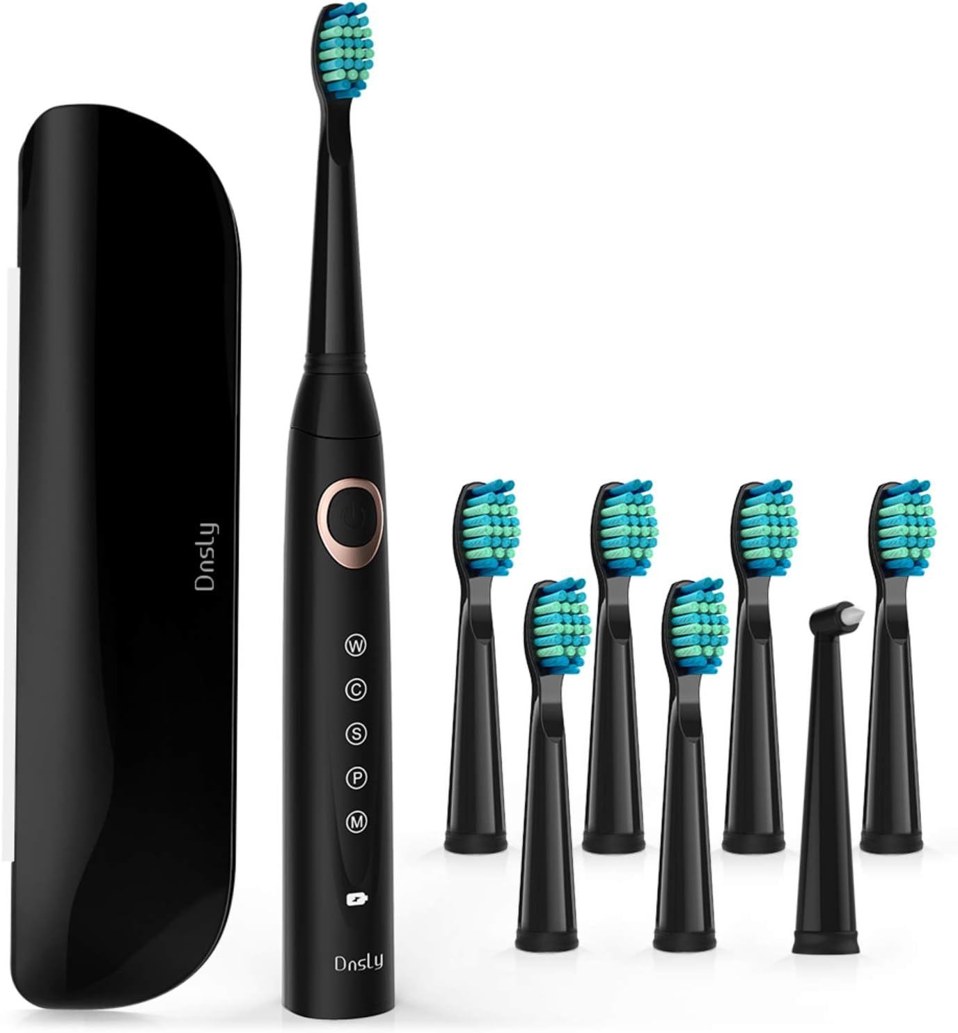 Electric Toothbrush - Dentist Recommended Smart Sonic Toothbrush with 5 Modes, 8 Dupont Brush Heads & Travel Case Included, USB Fast Charging, Black
