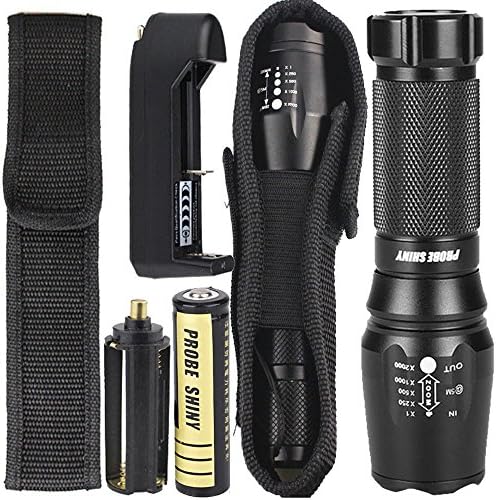 Vickyleb LED Tactical Flashlight Set,Bright Military Flashlights, High Powered 5 Modes and Zoomable Torch Light, Outdoor Water Resistant For Emergency Camping Hiking (Black)