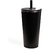 HydroJug Everyday Tumbler 20 oz – Ceramic-Lined Insulated Tumbler with Straw and Soft-Touch Lid, Cup Holder Friendly, Double-Wall Vacuum Insulation, Reusable Travel Cup – Black