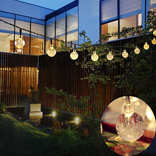 Outdoor Solar Powered String Waterproof Lights 20 ft Garland 30LED Fairy String Lights Bubble Crystal Ball Lights Decorative Lighting for Indoor Garden Home Holiday Decorations (warm white)