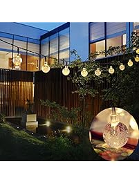 Outdoor Solar Powered String Waterproof Lights 20 ft Garland 30LED Fairy String Lights Bubble Crystal Ball Lights Decorative Lighting for Indoor Garden Home Holiday Decorations (warm white)