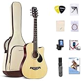 Lankro 38 in Guitar Acoustic Guitar Beginner kit Adult Cutaway Acoustic Guitar Guitarras Starter Set Bundle with Padded Gig B