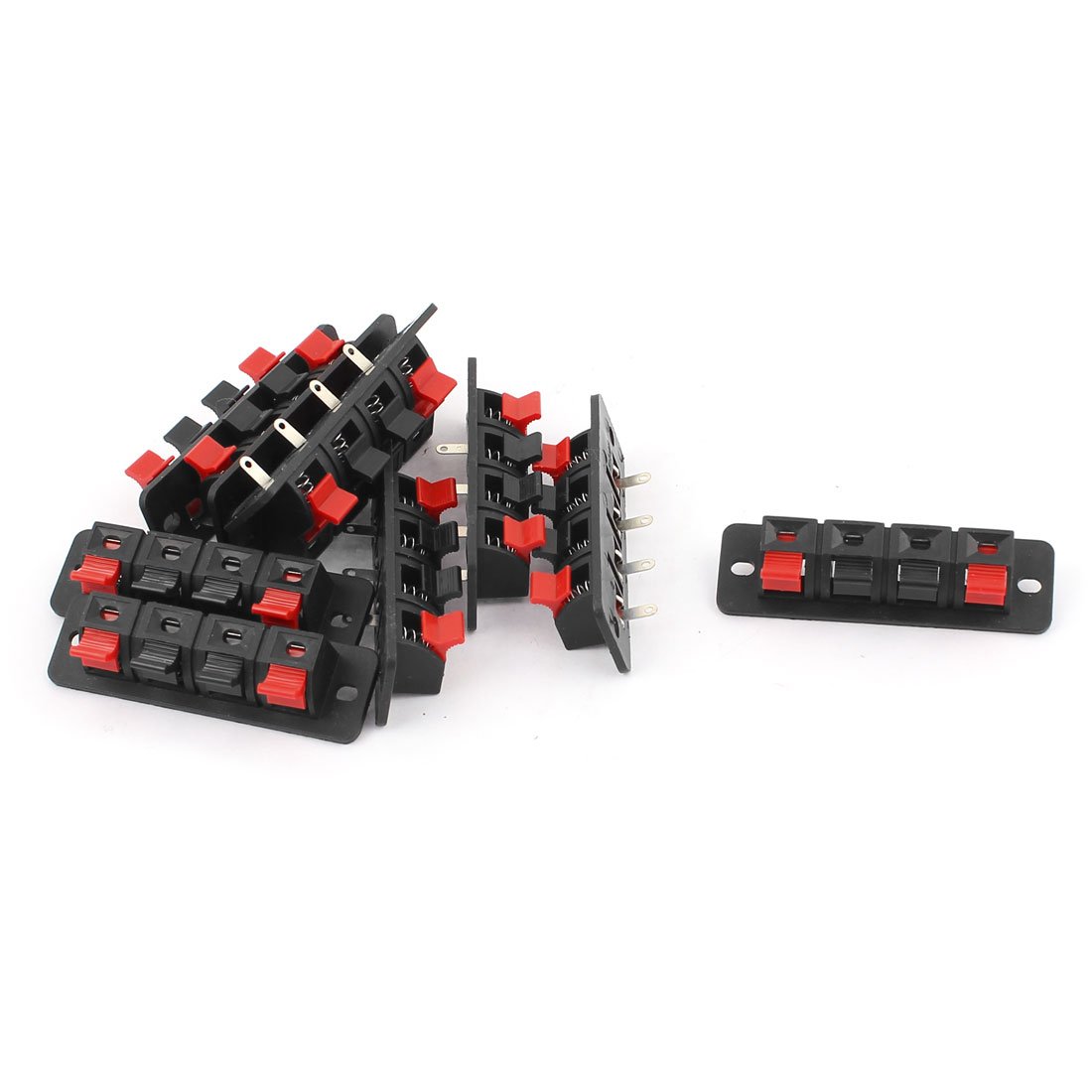 Sourcingmap 4 Terminal Push in Type Stereo Speaker Socket Connector Board 10pcs