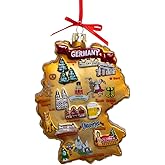 Kurt Adler Germany Map Glass Ornament, 5 inch, Multi Color