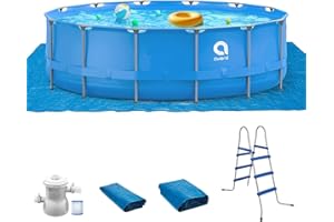 OLYMSOLD Metal Frame Swimming Pool, 15FTx36INCH Above Ground Pool, Outdoor Family Size Round Pool Include 530gal Filter Pump, Ladder, Cover and Ground Cloth, Summer Water Play for Backyard