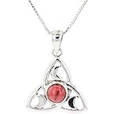 Jewelry Trends Celtic Trinity Crescent Moon Sterling Silver Pendant Necklace 18" Garnet