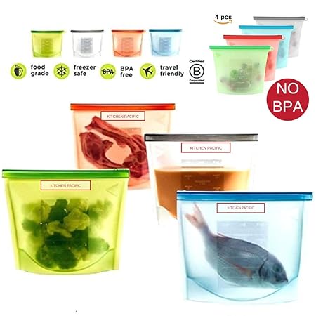 Kitchen Pacific - Bolsas reutilizables de silicona para ...
