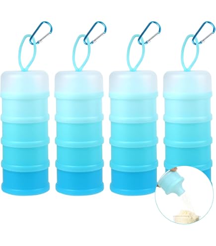 Baderke 2 Pcs Protein Powder Container With Funnels Stand, 4 Stackable Leakproof Protein Powder Dispenser, Portable Keychain Powder Container For Workout, Fitness, Travel(Gray, White - View #6