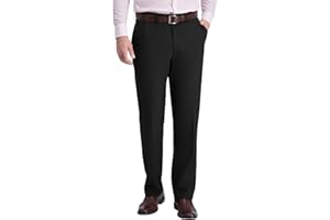 WANMINHAI Men's Classic Fit Flat Front Dress Pants Expandable Waist Wrinkle Free Suit Pants for Men