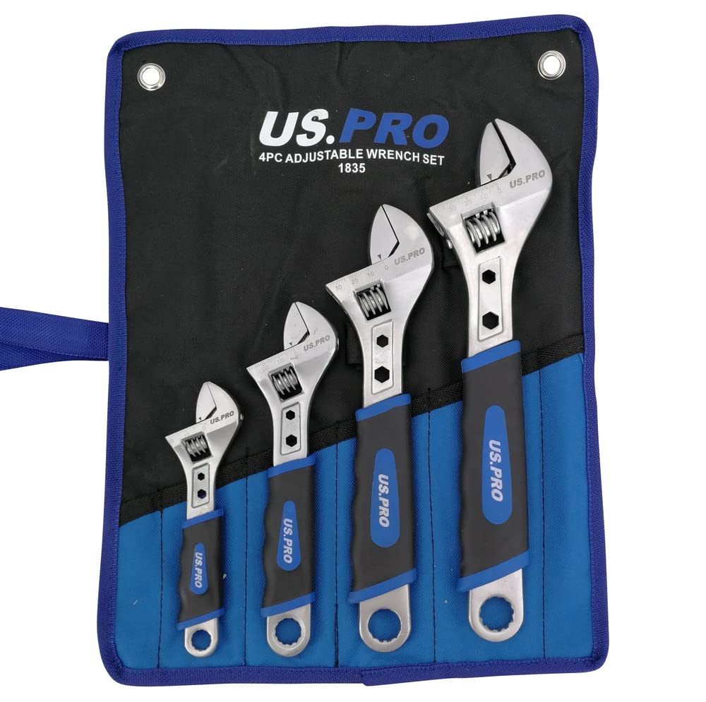 US Pro 4 Pc Adjustable Wrench Set