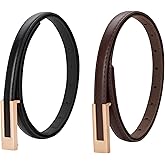 XEF Skinny Belts for Women Dresses Trendy Leather Waist Belt for Pants Jeans with Gold Buckle