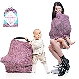 Nursing Cover For Breastfeeding Moms - Car Seat Covers For Babies - Car Seat Canopy - Carseat Cover For Baby - Breathable Stretchy Infinity Scarf - Shopping Cart, Stroller, Great Gift for Moms & Kids