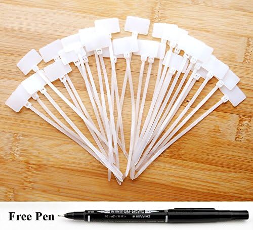 100 PCS 4 Inches Nylon Marker Cable Ties Self-Locking Cord Tags Label Wire Zip Ties (External Tag)