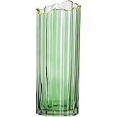 PEPAXON Heavy Glass Vase for Flower Tall Vase Cylinder Vase Tabletop Decoration Green 4.7" L x 4.7" W x 11.8" H