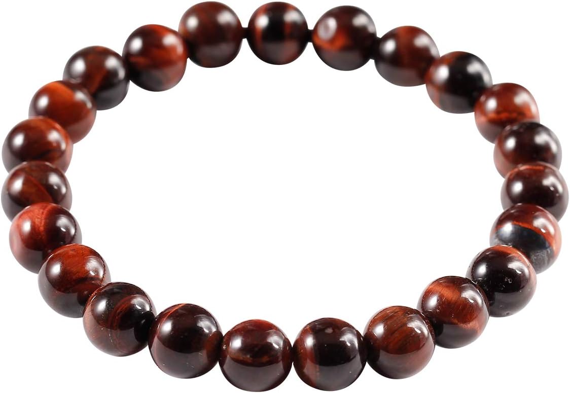 Jewever Original Natural Blue Tigereye Gemstone 12mm Smooth Round Beads Stretch Unisex