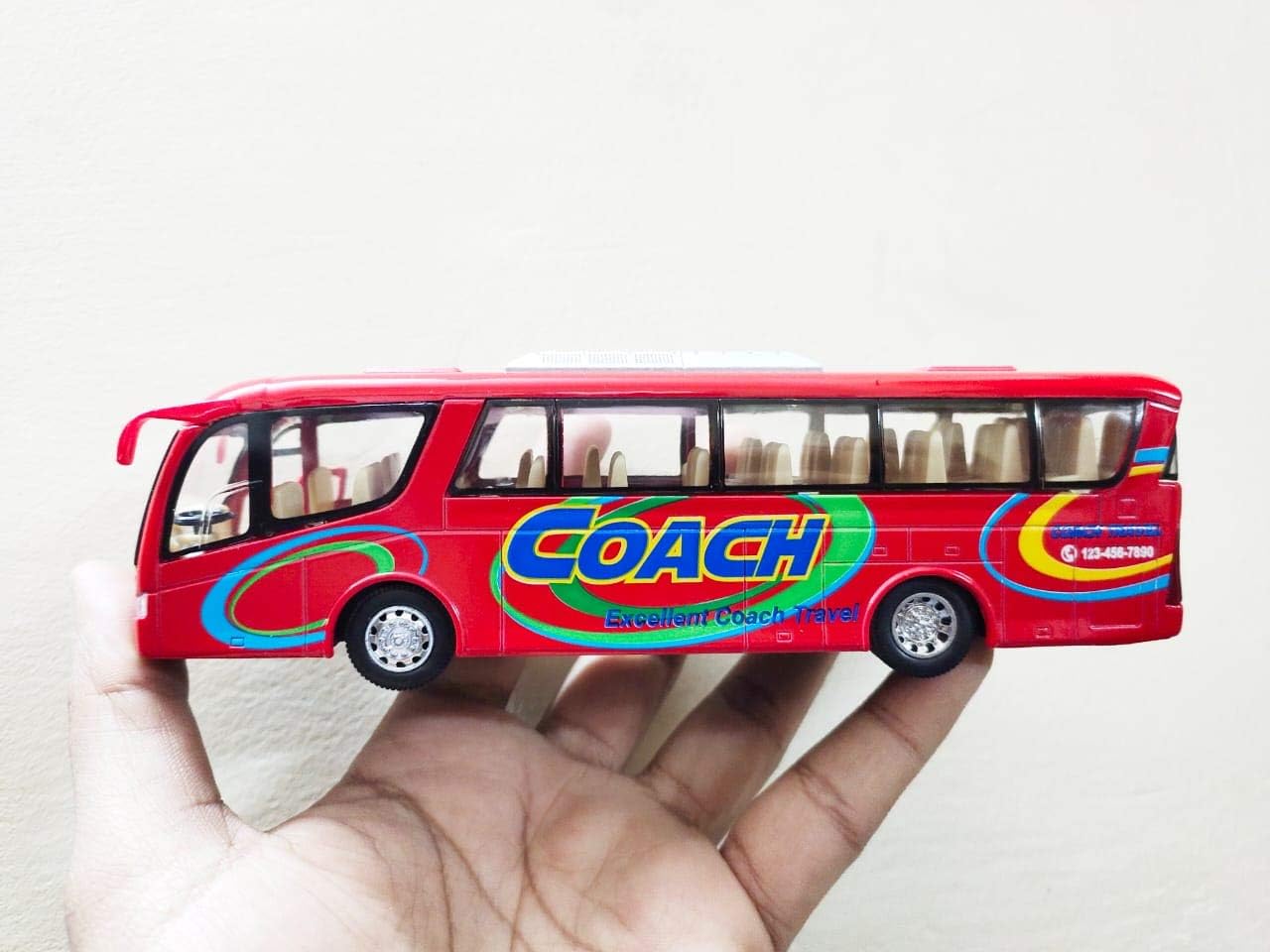 JGG Die Cast Metal Coach Excellent Travel Pull Back Action Bus Toy for Child (Blue_5 Inch)