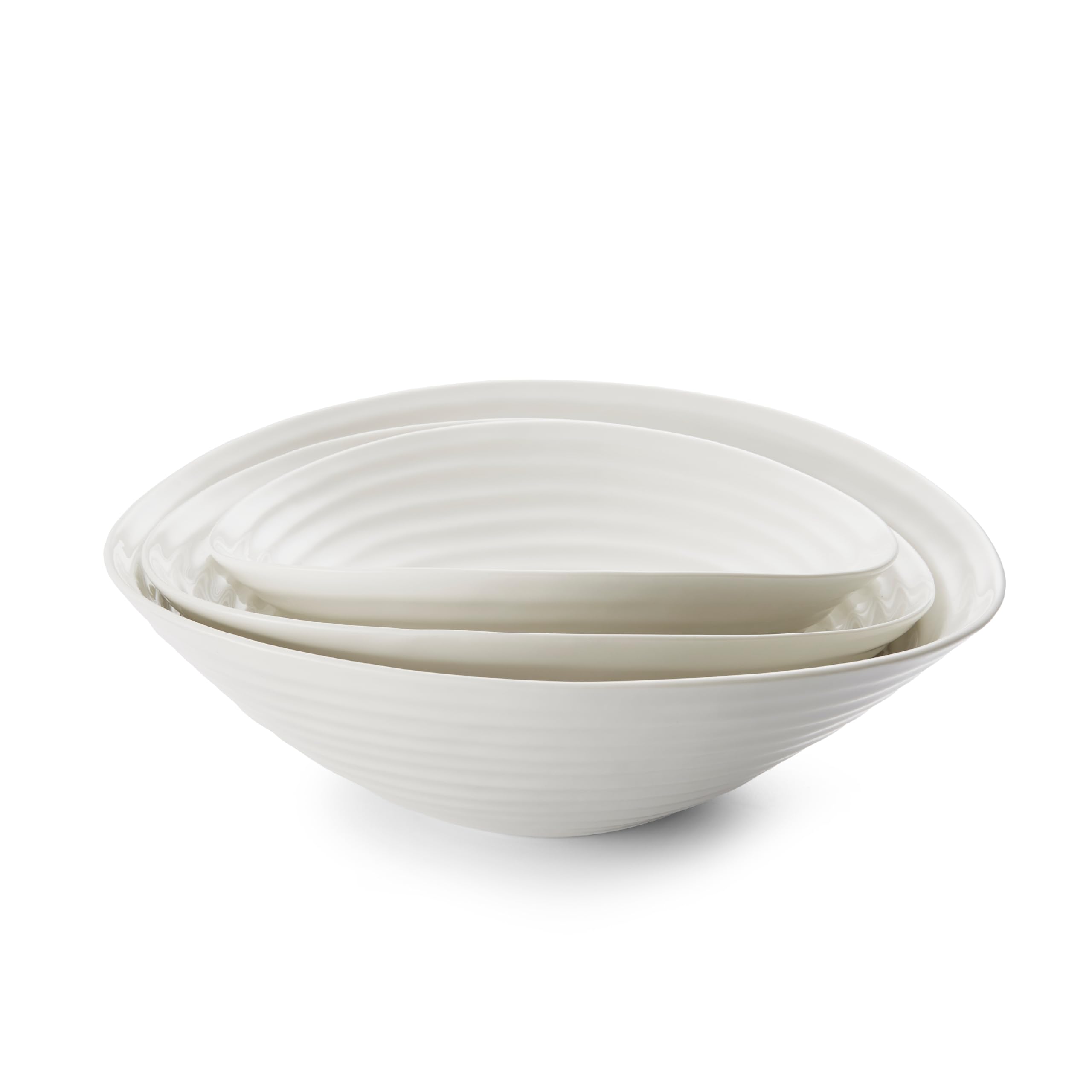 Portmeirion x Sophie Conran Set of 3 Salad Bowls - White Porcelain Bowls for Breakfast, Cereal, or Salads, Microwave & Dishwasher Safe, Suitable for Everyday Use