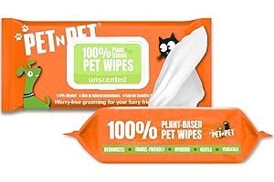 PET N PET Dog Wipes, Hypoallergenic Plant-Based Puppy and Cat Cleaning Wet Wipes for Paws, Butt, Face, Fur and Ears, Dog Supp