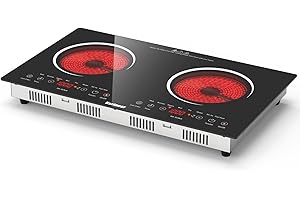 Karinear 2 Burners Electric Cooktop 24 Inch, 110v~120v Countertop and Built-in Elecric Stove Top, Portable Electric Radiant with Outlet Plug, Sensor Touch, Child Safety Lock, Timer