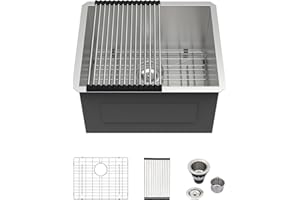 Logmey 21" Undermount Laundry Sink 21x18 Utility Sink 12 Inch Deep 16 Gauge Stainless Steel Handmade Single Bowl Laundry Room Sink 21x18x12 Inch