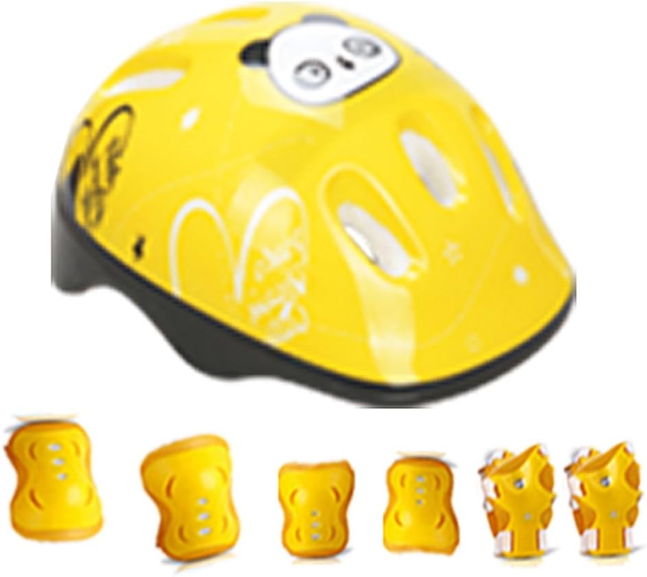 Lumpur Helmet Protector Set Pads Outdoor Wrist Elbow Safety ller 7pcs/set Adjustable Safeguard Cycling Protective Gear Sports Skating Riding Knee For Kids(Yellow)